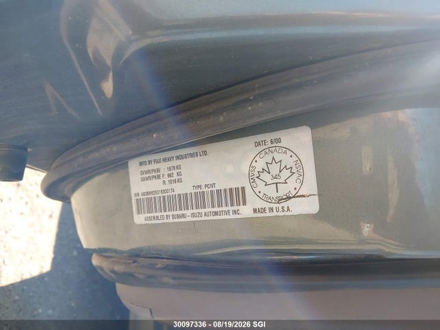Aukcja sprzedaży 2001 Subaru Legacy Brighton, vin: 4S3BH625316300174, numer aukcji: 30097336