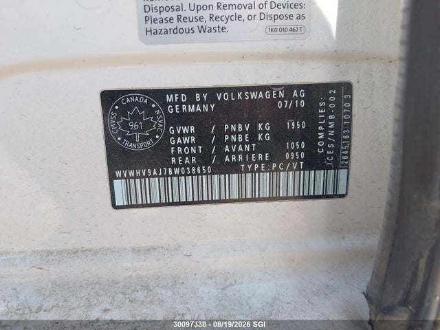 Продаж на аукціоні авто 2011 Volkswagen Gti, vin: WVWHV9AJ7BW038650, номер лоту: 30097338