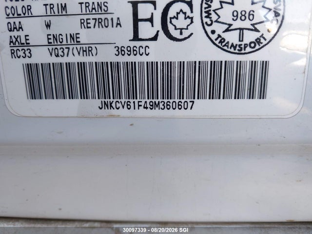 Aukcja sprzedaży 2009 Infiniti G37, vin: JNKCV61F49M360607, numer aukcji: 30097339