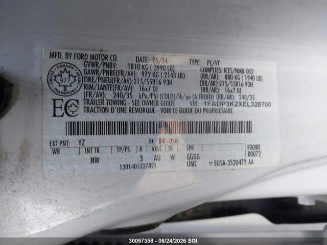 1FADP3K2XEL328700 Ford FOCUS SE