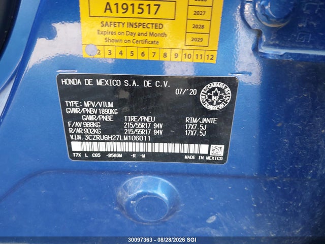 Honda HR-V 2020 3CZRU6H27LM106011 Image 9