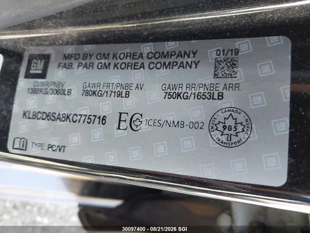 Chevrolet SPARK 1LT 2019 KL8CD6SA8KC775716 Image 9