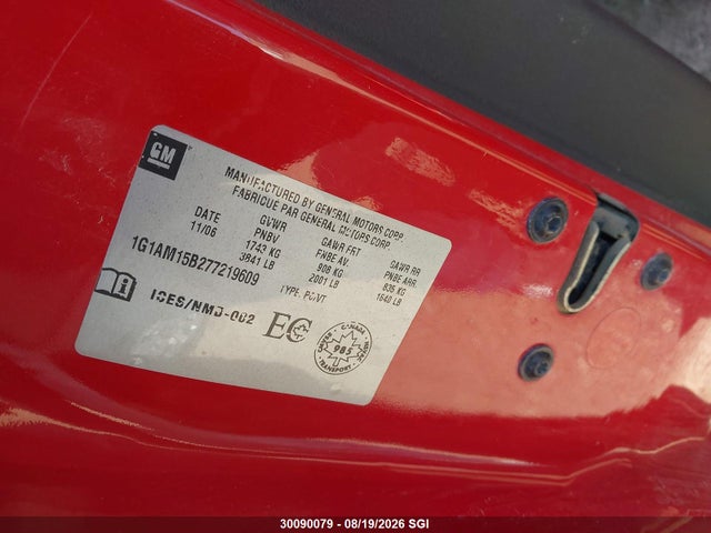Продаж на аукціоні авто 2007 Chevrolet Cobalt Ss, vin: 1G1AM15B277219609, номер лоту: 30090079