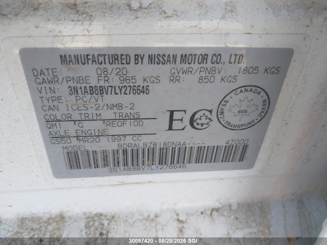 Nissan SENTRA S 2020 3N1AB8BV7LY276646 Image 9