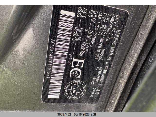 JN1BJ1AW7PW101254 Nissan Qashqai S