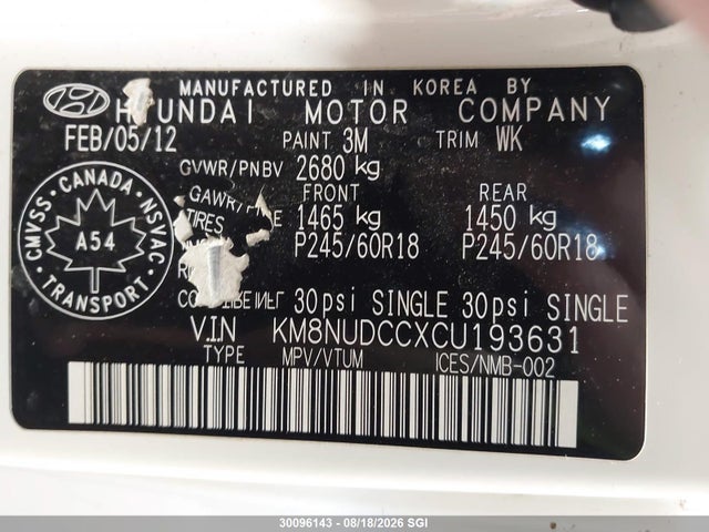 Продажа на аукционе авто 2012 Hyundai Veracruz Gls/limited, vin: KM8NUDCCXCU193631, номер лота: 30096143
