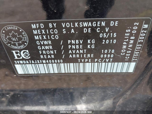 3VWDA7AJXFM408880 Volkswagen JETTA TDI