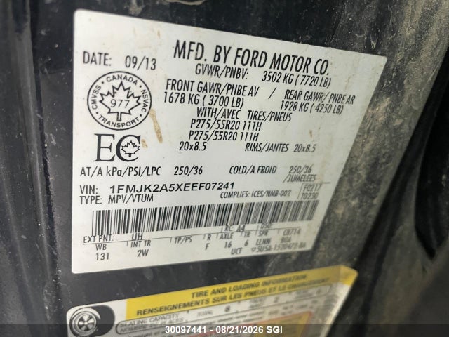 1FMJK2A5XEEF07241 Ford Expedition El Limited