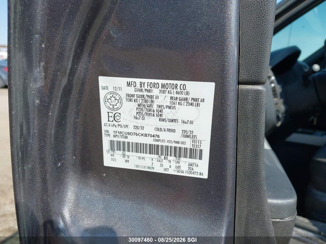Продажа на аукционе авто 2012 Ford Escape Xlt, vin: 1FMCU9D76CKB70476, номер лота: 30097460