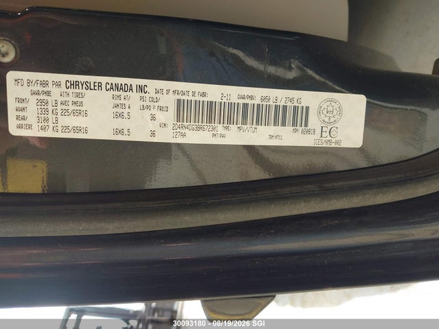 30093180 :رقم المزاد ، 2D4RN4DG3BR672301 vin ، 2011 Dodge Grand Caravan Express مزاد بيع