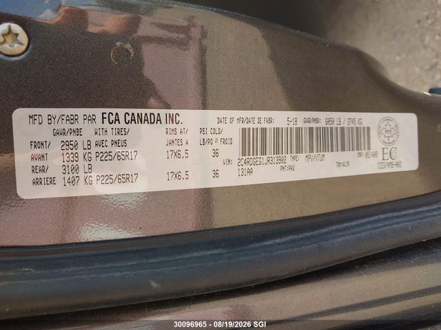 2C4RDGEG1JR313902 Dodge Grand Caravan Gt