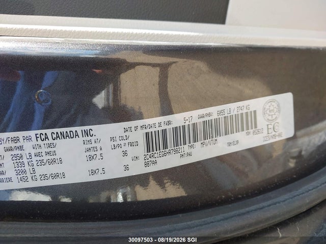 Chrysler Pacifica Touring L Plus 2017 2C4RC1EG6HR798211 Image 9