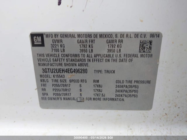 GMC Sierra K1500 Sle 2014 3GTU2UEH4EG496280 Image 9