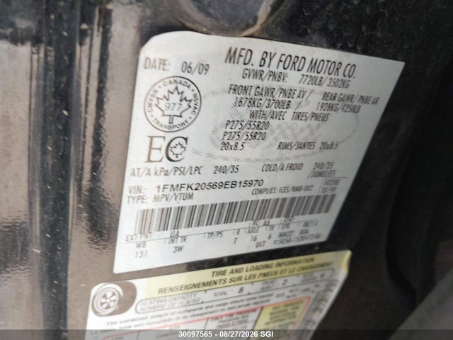 Продажа на аукционе авто 2009 Ford Expedition El Limited, vin: 1FMFK20569EB15970, номер лота: 30097565