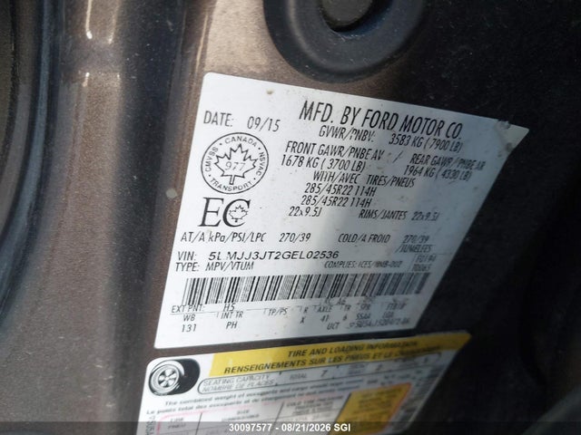 5LMJJ3JT2GEL02536 Lincoln Navigator L/select