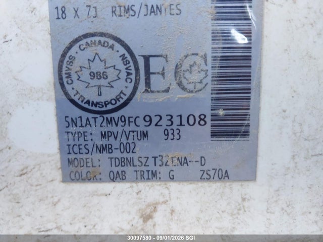 Nissan Rogue S/sl/sv 2015 5N1AT2MV9FC923108 Image 9