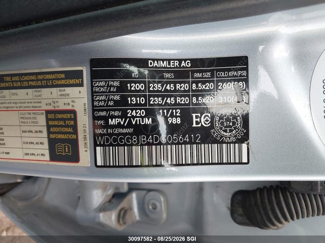 2013 Mercedes-benz Glk 350 4matic მანქანა იყიდება აუქციონზე, vin: WDCGG8JB4DG056412, აუქციონის ნომერი: 30097582