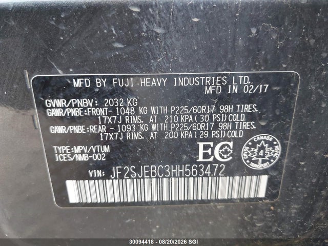 Subaru Forester 2.5i 2017 JF2SJEBC3HH563472 Image 9