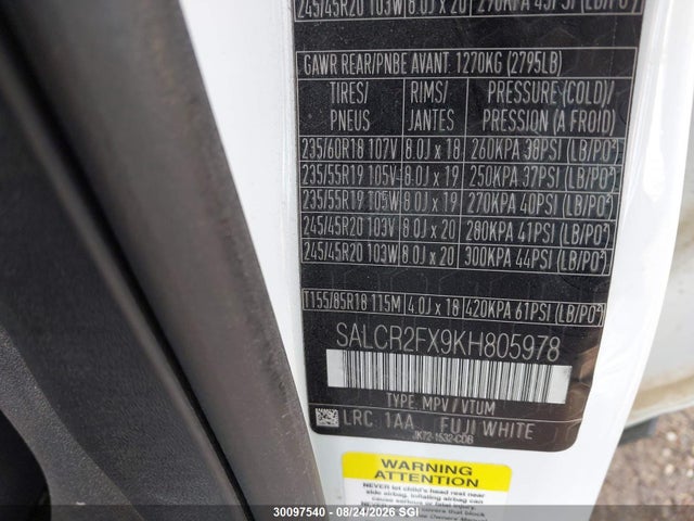 SALCR2FX9KH805978 Land Rover Discovery Sport Hse/landmark Edition