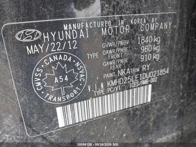 30096158 :رقم المزاد ، KMHD25LE1DU021854 vin ، 2013 Hyundai Elantra Gt مزاد بيع