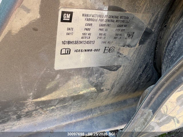 1G1BH5SE0H7245013 Chevrolet CRUZE LT