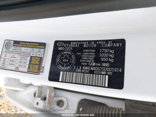 30097630 :رقم المزاد ، KMHLM4DG7SU001914 vin ، 2025 Hyundai Elantra Sel Sport مزاد بيع