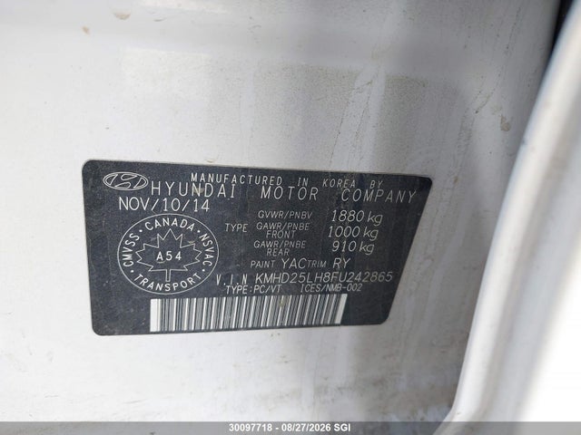 KMHD25LH8FU242865 Hyundai ELANTRA GT