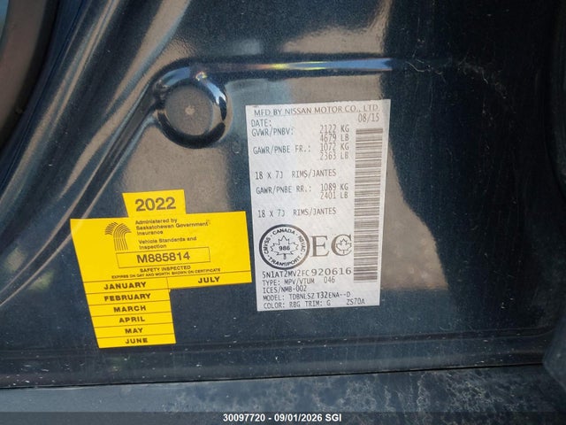 Nissan Rogue S/sl/sv 2015 5N1AT2MV2FC920616 Image 9