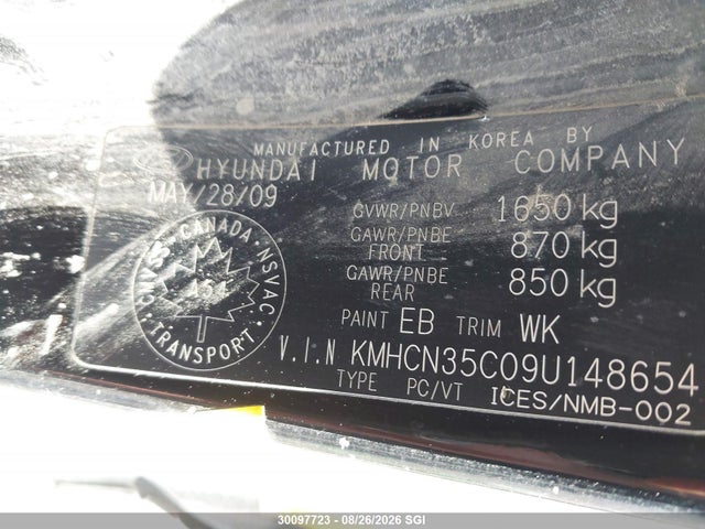 Aukcja sprzedaży 2009 Hyundai Accent Se, vin: KMHCN35C09U148654, numer aukcji: 30097723
