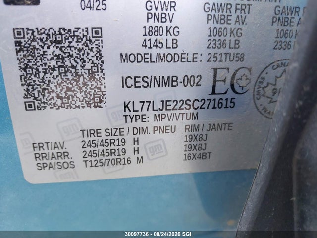 KL77LJE22SC271615 Chevrolet Trax 2rs