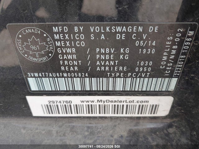 3VW4T7AU6FM005824 Volkswagen GTI