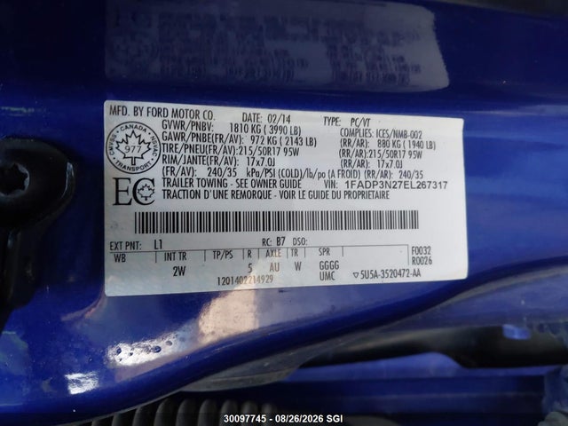 1FADP3N27EL267317 Ford Focus Titanium