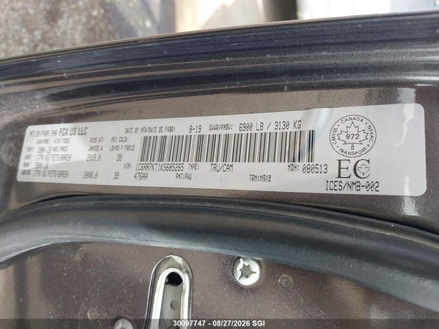 30097747 :رقم المزاد ، 1C6RR7KT1KS685265 vin ، 2019 Ram 1500 Classic Tradesman مزاد بيع