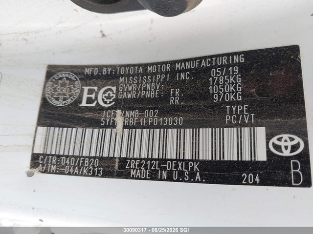 5YFBPRBE1LP013030 Toyota COROLLA LE