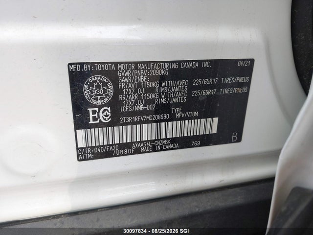 2T3R1RFV7MC208990 Toyota Rav4 Xle/xle Premium