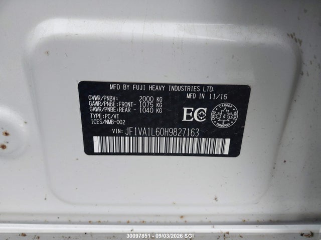 Aukcja sprzedaży 2017 Subaru Wrx Limited, vin: JF1VA1L60H9827163, numer aukcji: 30097851