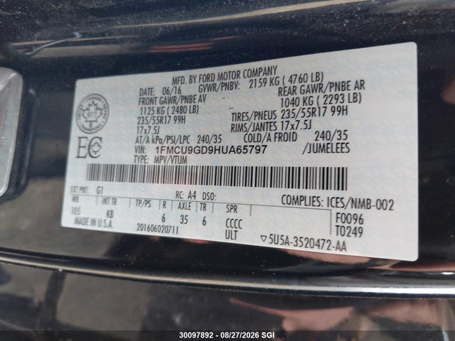 Aukcja sprzedaży 2017 Ford Escape Se, vin: 1FMCU9GD9HUA65797, numer aukcji: 30097892