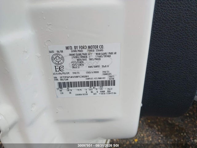 2008 Ford F150 Supercrew მანქანა იყიდება აუქციონზე, vin: 1FTPW14VX8FC30291, აუქციონის ნომერი: 30097951