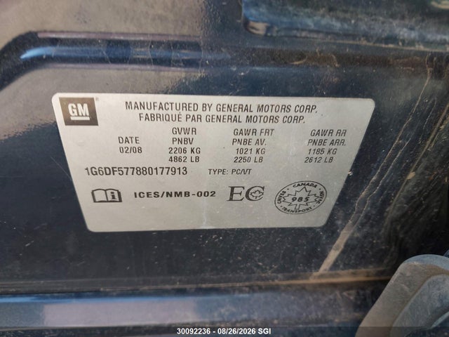 Продаж на аукціоні авто 2008 Cadillac Cts, vin: 1G6DF577880177913, номер лоту: 30092236