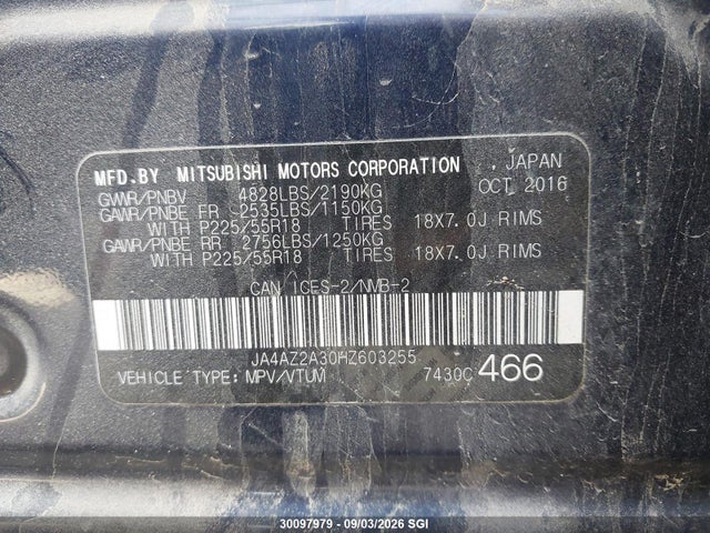 Mitsubishi Outlander Es 2017 JA4AZ2A30HZ603255 Image 9
