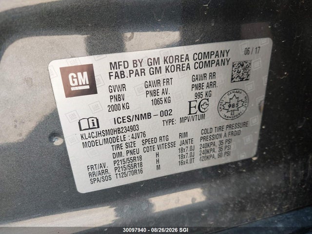 Aukcja sprzedaży 2017 Buick Encore Premium, vin: KL4CJHSM0HB234903, numer aukcji: 30097940