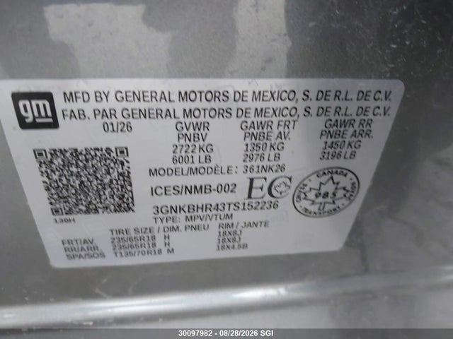 3GNKBHR43TS152236 Chevrolet BLAZER 2LT