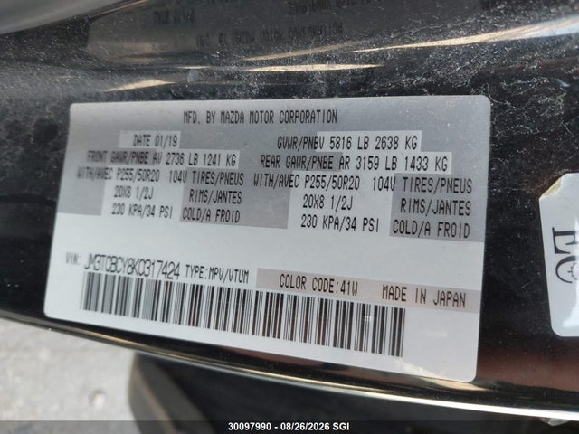 Mazda Cx-9 Touring 2019 JM3TCBCY8K0317424 Image 9