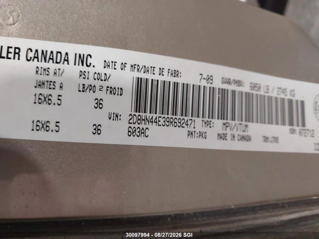 Продаж на аукціоні авто 2009 Dodge Grand Caravan Se, vin: 2D8HN44E39R692471, номер лоту: 30097994