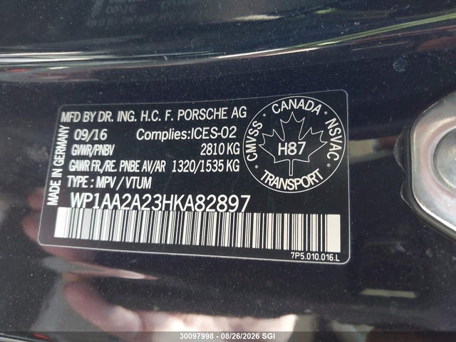 Porsche Cayenne 2017 WP1AA2A23HKA82897 Image 9