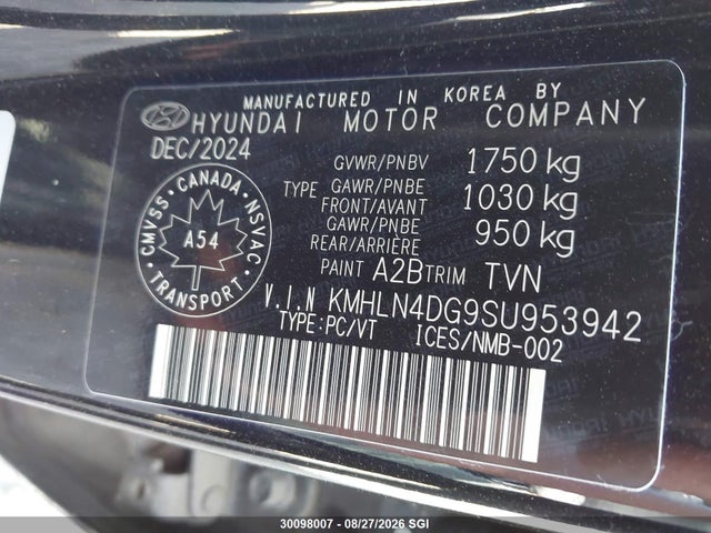 KMHLN4DG9SU953942 Hyundai Elantra Luxury