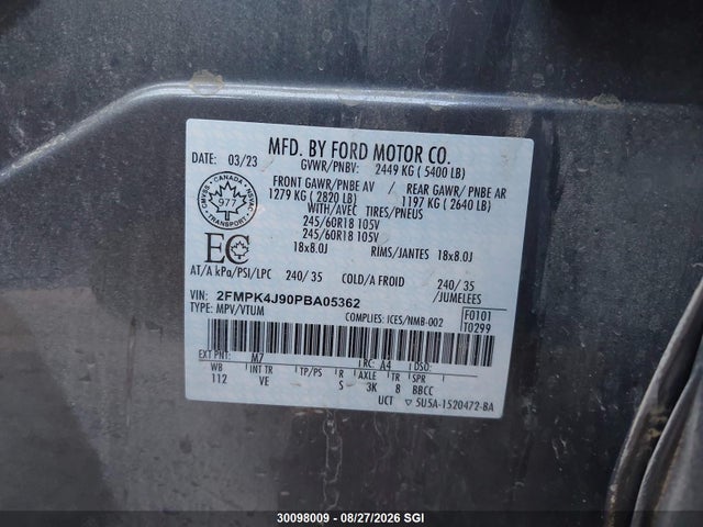 Ford EDGE SEL 2023 2FMPK4J90PBA05362 Image 9