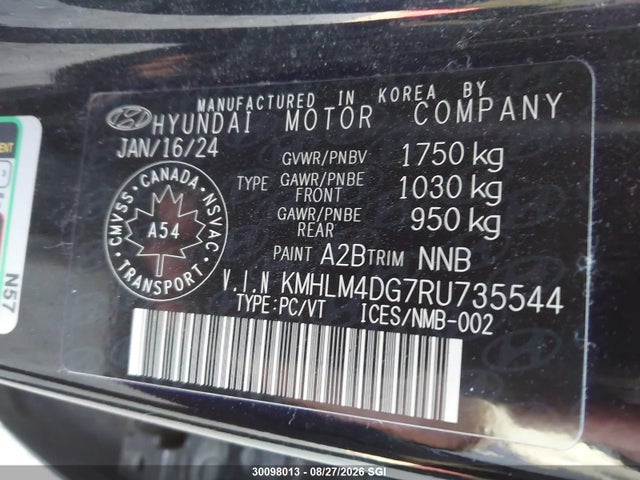 KMHLM4DG7RU735544 Hyundai ELANTRA SEL