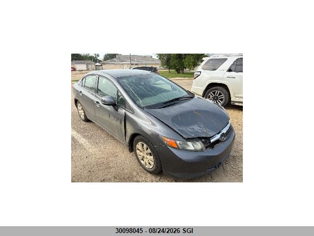 Продаж на аукціоні авто 2012 Honda Civic Lx, vin: 2HGFB2F42CH000545, номер лоту: 30098045
