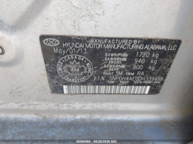 30090084 :رقم المزاد ، 5NPDH4AE0DH339488 vin ، 2013 Hyundai Elantra Gls/limited مزاد بيع